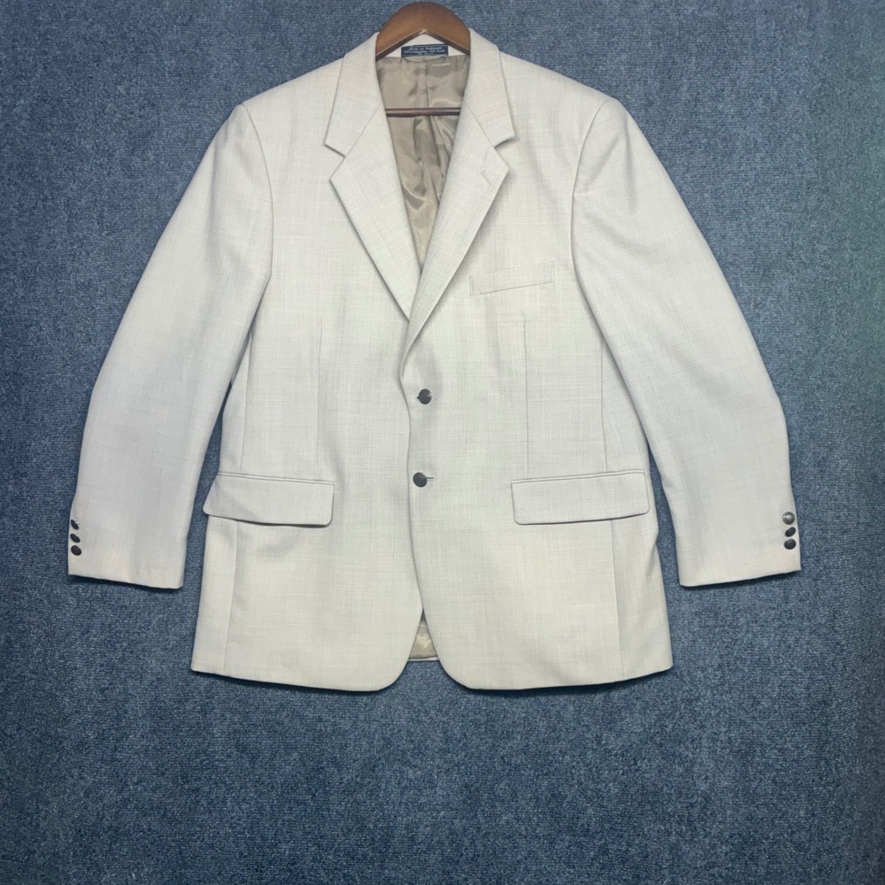 Bernhard Altmann Blazer Mens 44R Beige Wool Blend Two Button Sport‎ Coat Vintage